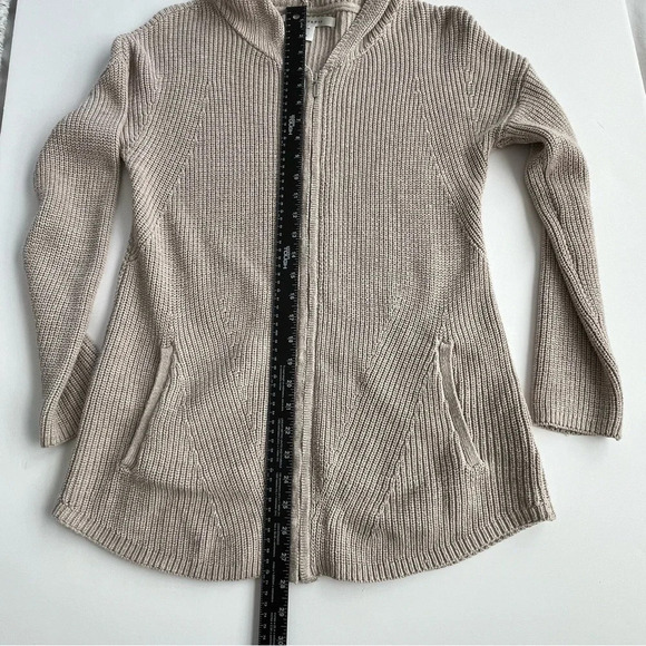 Max Studio Cardigan XS Tan Beige Full Zip Hood Knit Relaxed Casual Sweater Boho - Picture 6 of 8